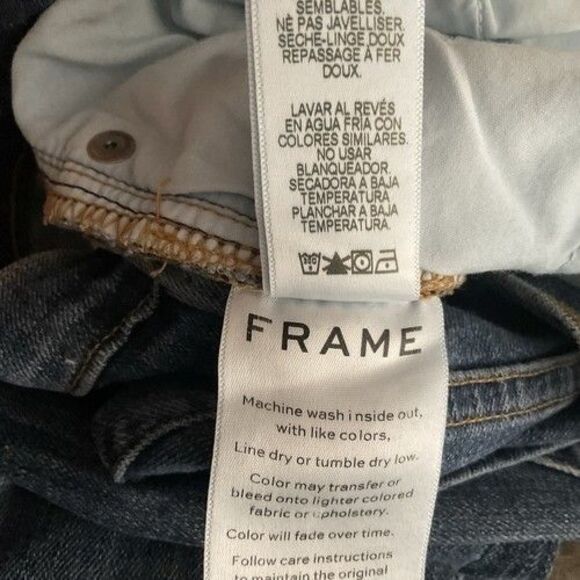 Frame Le Crop Flare Blue Super High Denim Jeans Women Size 26 (Worn 1X) - Picture 3 of 14